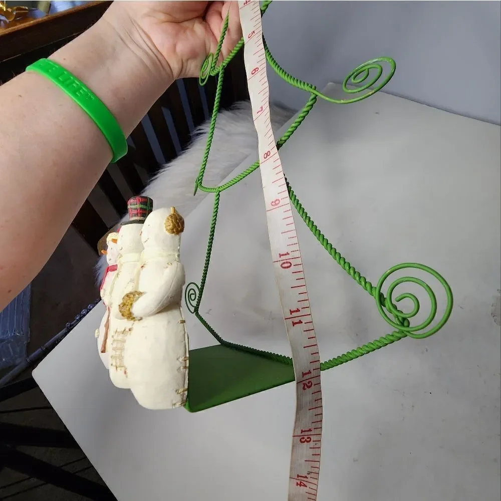 Hallmark Wire Christmas Tree w/3 Snowmen Napkin or Christmas Card Holder